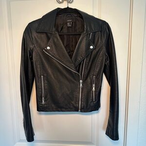 Faux Leather Black Crop Jacket